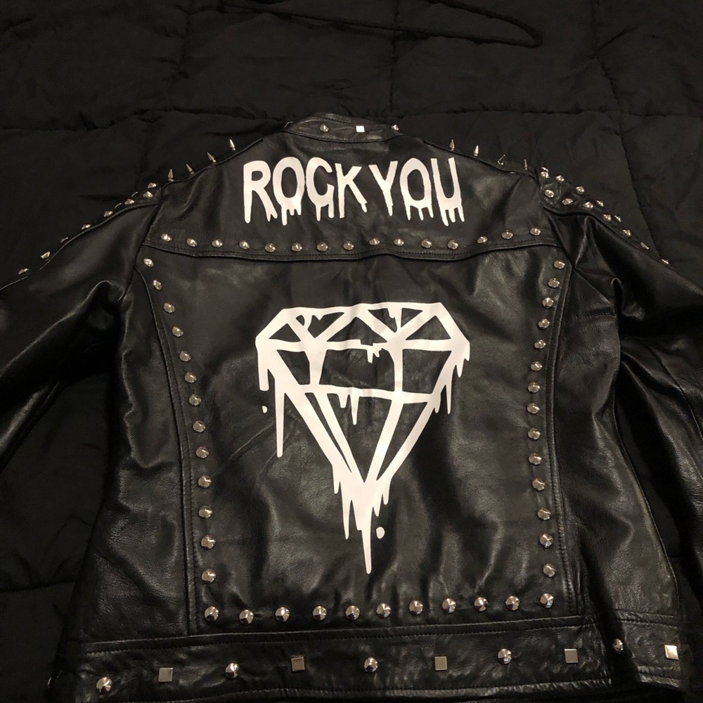 WOMEN'S BLACK PUNK WITH METAL STUDS ORIGINAL LEATHER JACKET